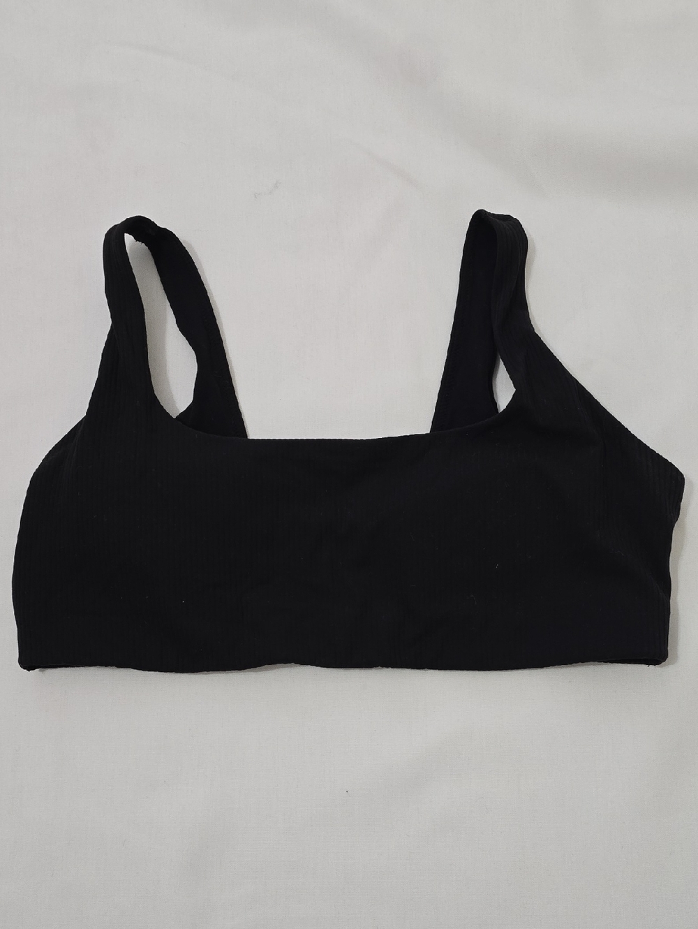aerie Black Ribbed Square-Neck Bralette
